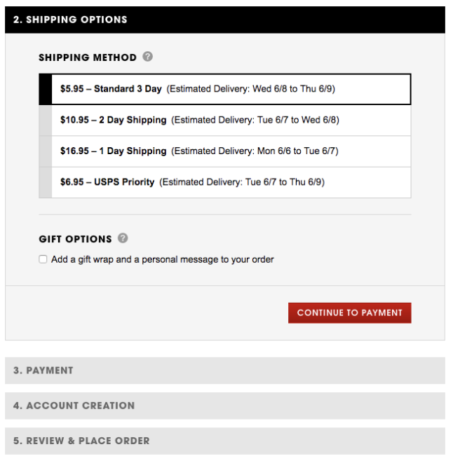 Example of Accordion checkout